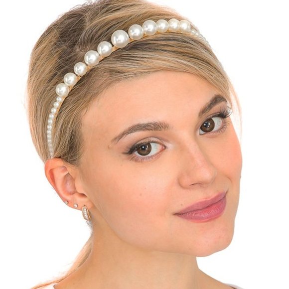 Faux Pearl Beaded Hair Band - Picture 1 of 7
